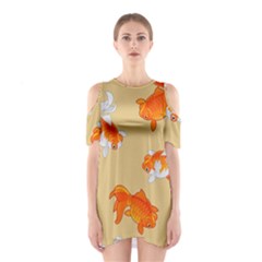 Gold Fish Seamless Pattern Background Shoulder Cutout One Piece Dress by Amaryn4rt