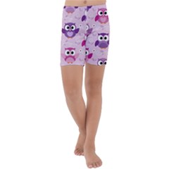 Seamless Cute Colourfull Owl Kids Pattern Kids  Lightweight Velour Capri Yoga Leggings by Amaryn4rt