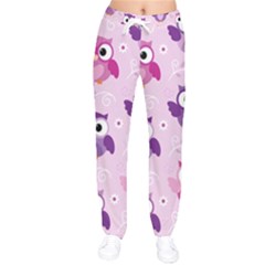 Seamless Cute Colourfull Owl Kids Pattern Women Velvet Drawstring Pants by Amaryn4rt