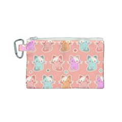 Cute Kawaii Kittens Seamless Pattern Canvas Cosmetic Bag (small) by Amaryn4rt