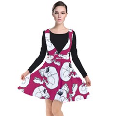 Terrible Frightening Seamless Pattern With Skull Plunge Pinafore Dress by Amaryn4rt