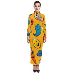 Graffiti Characters Seamless Ornament Turtleneck Maxi Dress by Amaryn4rt