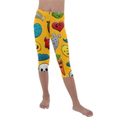 Graffiti Characters Seamless Ornament Kids  Lightweight Velour Capri Leggings  by Amaryn4rt