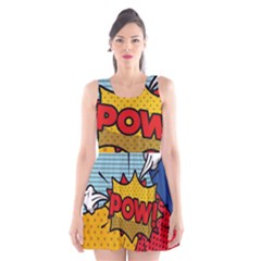 Pow Word Pop Art Style Expression Vector Scoop Neck Skater Dress