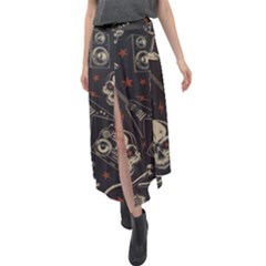 Grunge Seamless Pattern With Skulls Velour Split Maxi Skirt by Amaryn4rt