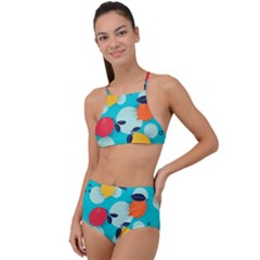 Pop Art Style Citrus Seamless Pattern High Waist Tankini Set