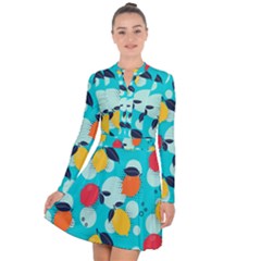 Pop Art Style Citrus Seamless Pattern Long Sleeve Panel Dress by Amaryn4rt