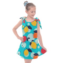 Pop Art Style Citrus Seamless Pattern Kids  Tie Up Tunic Dress by Amaryn4rt