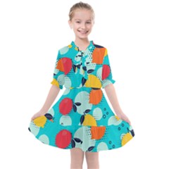 Pop Art Style Citrus Seamless Pattern Kids  All Frills Chiffon Dress