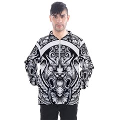 Tiger Illustration Vintage Border Frame Engraving With Retro Ornament Pattern Antique Rococo Style Men s Half Zip Pullover