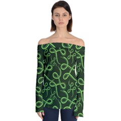 Snakes Seamless Pattern Off Shoulder Long Sleeve Top by Amaryn4rt