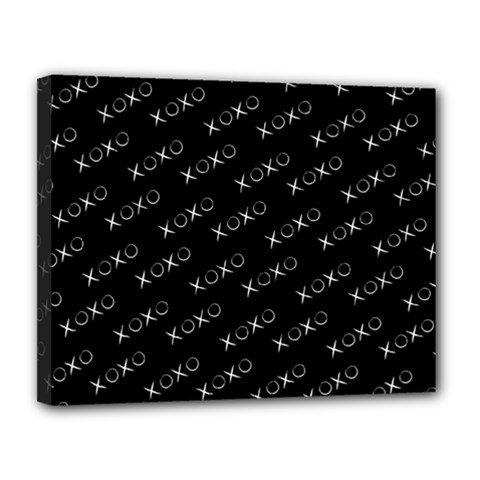 Xoxo Black And White Pattern, Kisses And Love Geometric Theme Canvas 14  X 11  (stretched) by Casemiro