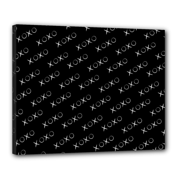 XOXO black and white pattern, kisses and love geometric theme Canvas 20  x 16  (Stretched)
