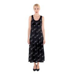 Xoxo Black And White Pattern, Kisses And Love Geometric Theme Sleeveless Maxi Dress