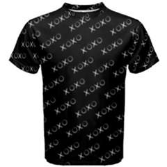 Xoxo Black And White Pattern, Kisses And Love Geometric Theme Men s Cotton Tee by Casemiro