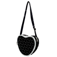 Xoxo Black And White Pattern, Kisses And Love Geometric Theme Heart Shoulder Bag by Casemiro