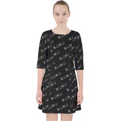 Xoxo Black And White Pattern, Kisses And Love Geometric Theme Pocket Dress by Casemiro