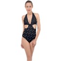 XOXO black and white pattern, kisses and love geometric theme Halter Front Plunge Swimsuit View1