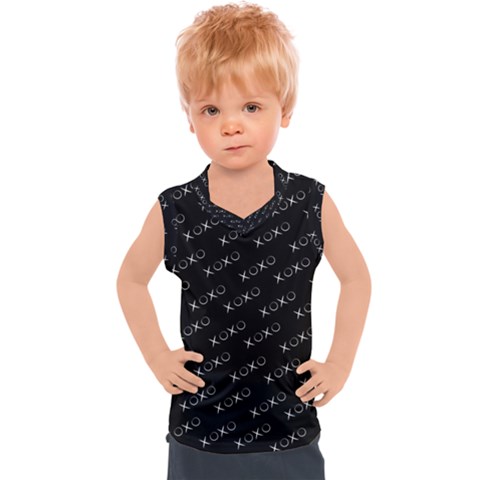 Xoxo Black And White Pattern, Kisses And Love Geometric Theme Kids  Sport Tank Top by Casemiro