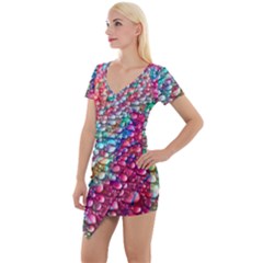 Rainbow Support Group  Short Sleeve Asymmetric Mini Dress