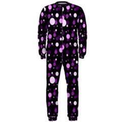 Purple, Pink Bokeh Dots, Asymmetric Polka Dot With Modern Twist Onepiece Jumpsuit (men)  by Casemiro