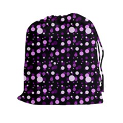 Purple, Pink Bokeh Dots, Asymmetric Polka Dot With Modern Twist Drawstring Pouch (2xl) by Casemiro