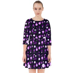Purple, Pink Bokeh Dots, Asymmetric Polka Dot With Modern Twist Smock Dress by Casemiro