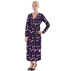 Purple, Pink Bokeh Dots, Asymmetric Polka Dot With Modern Twist Velvet Maxi Wrap Dress by Casemiro