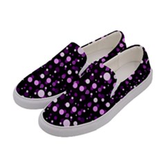 Purple, Pink Bokeh Dots, Asymmetric Polka Dot With Modern Twist Women s Canvas Slip Ons by Casemiro