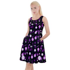 Purple, Pink Bokeh Dots, Asymmetric Polka Dot With Modern Twist Knee Length Skater Dress With Pockets by Casemiro