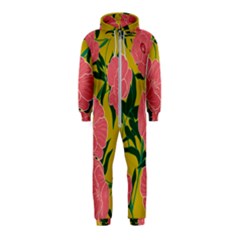 Pink Flower Seamless Pattern Hooded Jumpsuit (kids)