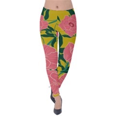 Pink Flower Seamless Pattern Velvet Leggings by Amaryn4rt