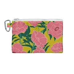 Pink Flower Seamless Pattern Canvas Cosmetic Bag (medium) by Amaryn4rt