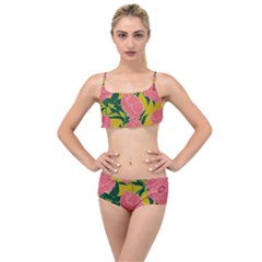 Pink Flower Seamless Pattern Layered Top Bikini Set by Amaryn4rt