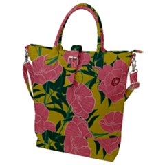 Pink Flower Seamless Pattern Buckle Top Tote Bag by Amaryn4rt