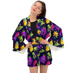 Space Patterns Long Sleeve Kimono