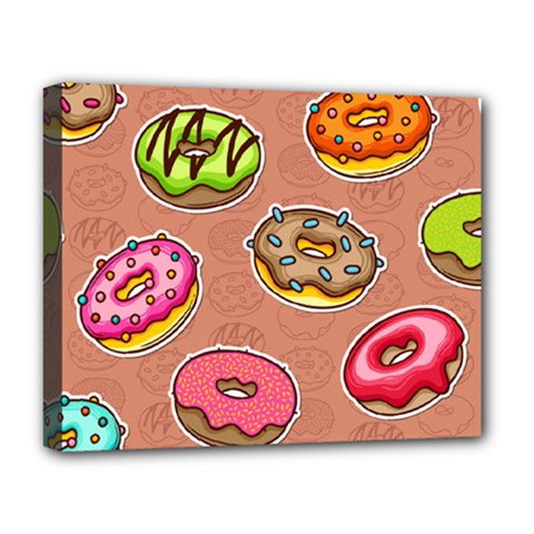 Doughnut Doodle Colorful Seamless Pattern Deluxe Canvas 20  X 16  (stretched) by Amaryn4rt