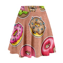 Doughnut Doodle Colorful Seamless Pattern High Waist Skirt by Amaryn4rt