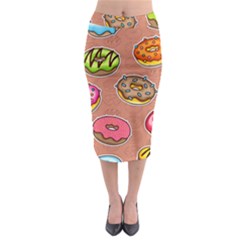 Doughnut Doodle Colorful Seamless Pattern Midi Pencil Skirt by Amaryn4rt