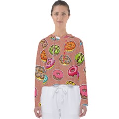 Doughnut Doodle Colorful Seamless Pattern Women s Slouchy Sweat by Amaryn4rt