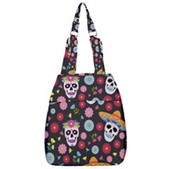 Day Dead Skull With Floral Ornament Flower Seamless Pattern Center Zip Backpack by Amaryn4rt