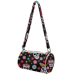 Day Dead Skull With Floral Ornament Flower Seamless Pattern Mini Cylinder Bag