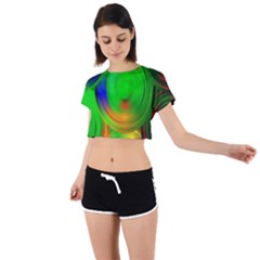 Pebbles In A Rainbow Pond Tie Back Short Sleeve Crop Tee by ScottFreeArt