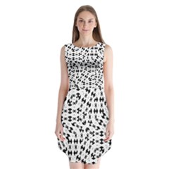 Black And White Ethnic Print Sleeveless Chiffon Dress  