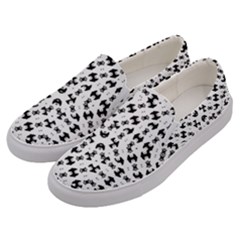 Black And White Ethnic Print Men s Canvas Slip Ons