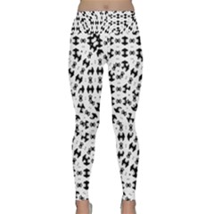 Black And White Ethnic Print Lightweight Velour Classic Yoga Leggings