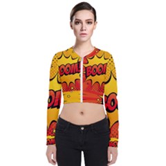 Explosion Boom Pop Art Style Long Sleeve Zip Up Bomber Jacket by Amaryn4rt