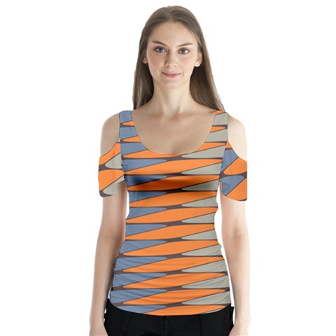 Zappwaits Pattern Butterfly Sleeve Cutout Tee  by zappwaits