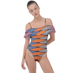 Zappwaits Pattern Frill Detail One Piece Swimsuit by zappwaits