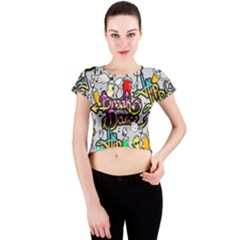 Hip Hop Background Crew Neck Crop Top by Amaryn4rt